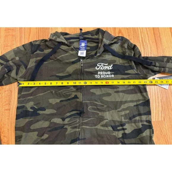 Ford Hoodie Men's Size Large Full Zip Sweatshirt Green Camo Proud to Honor NWT - Picture 8 of 13